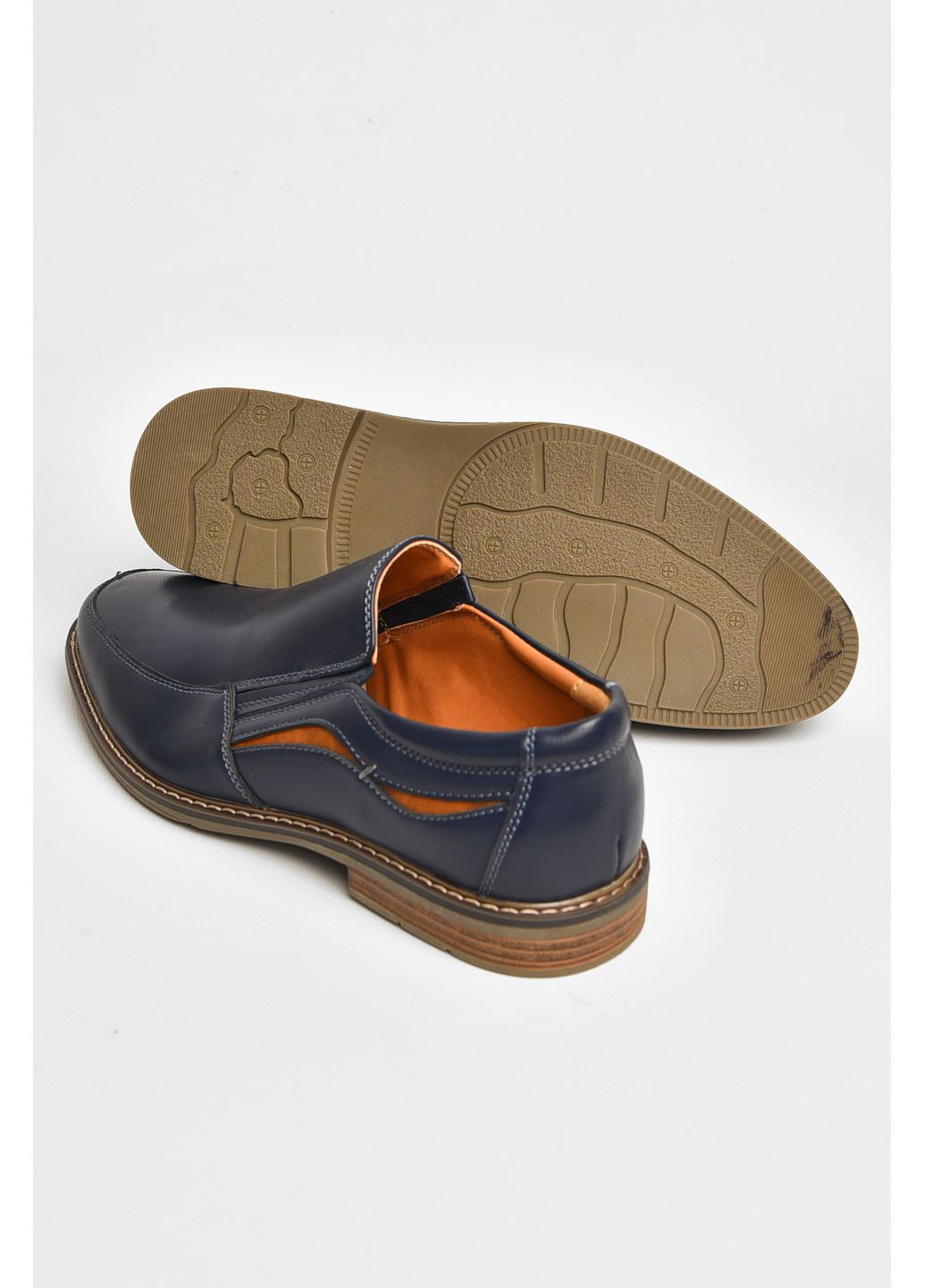 Темно-синие джинсовые туфли мужские темно-синего цвета Let's Shop на шнурках