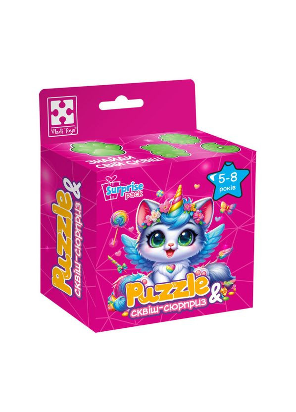 Детские пазлы с сюрпризом "Котик-единорожка" VT8030-07, 180 деталей Vladi toys (356347450)