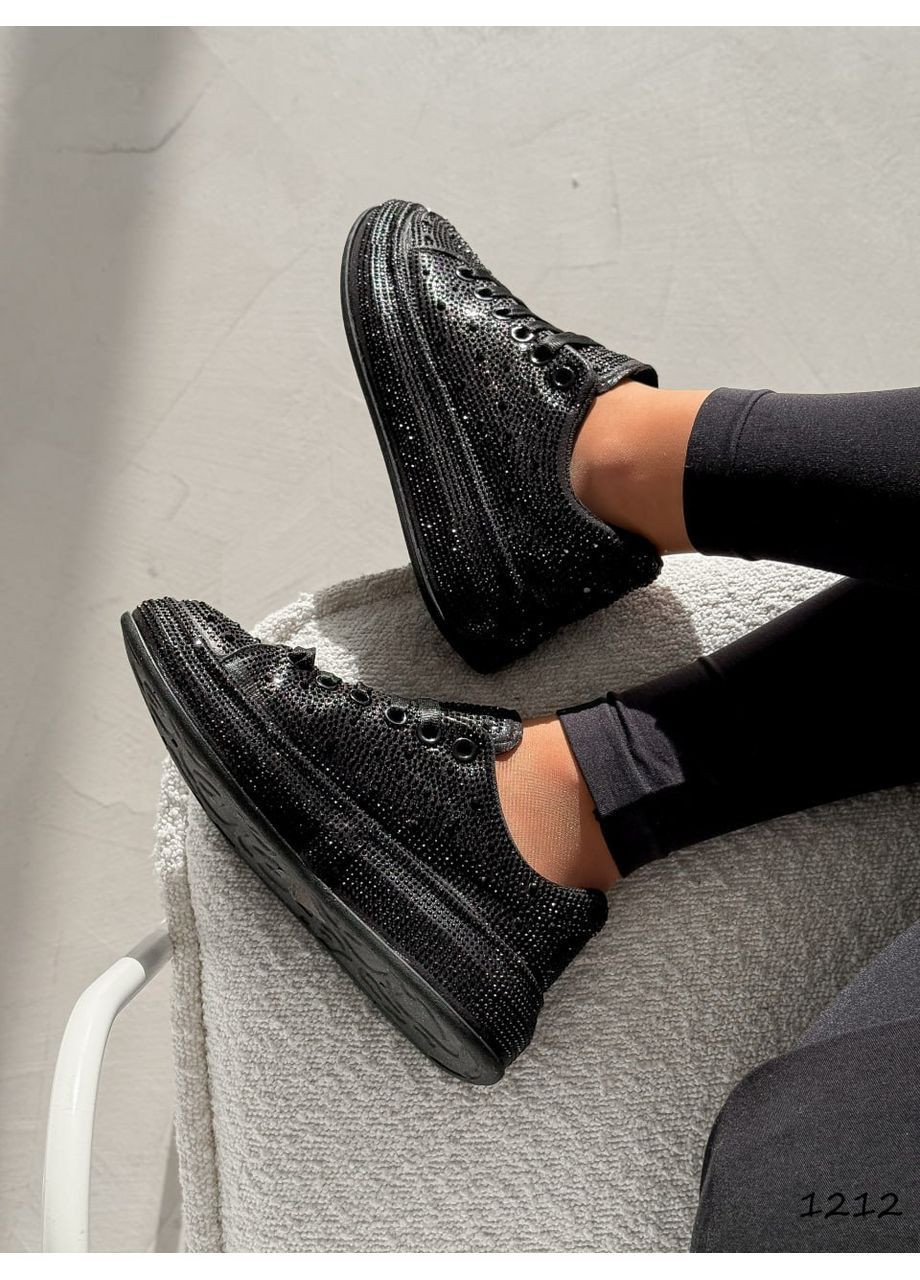 Черные кроссовки со стразами Helen чёрные демисезоны (372955365)
