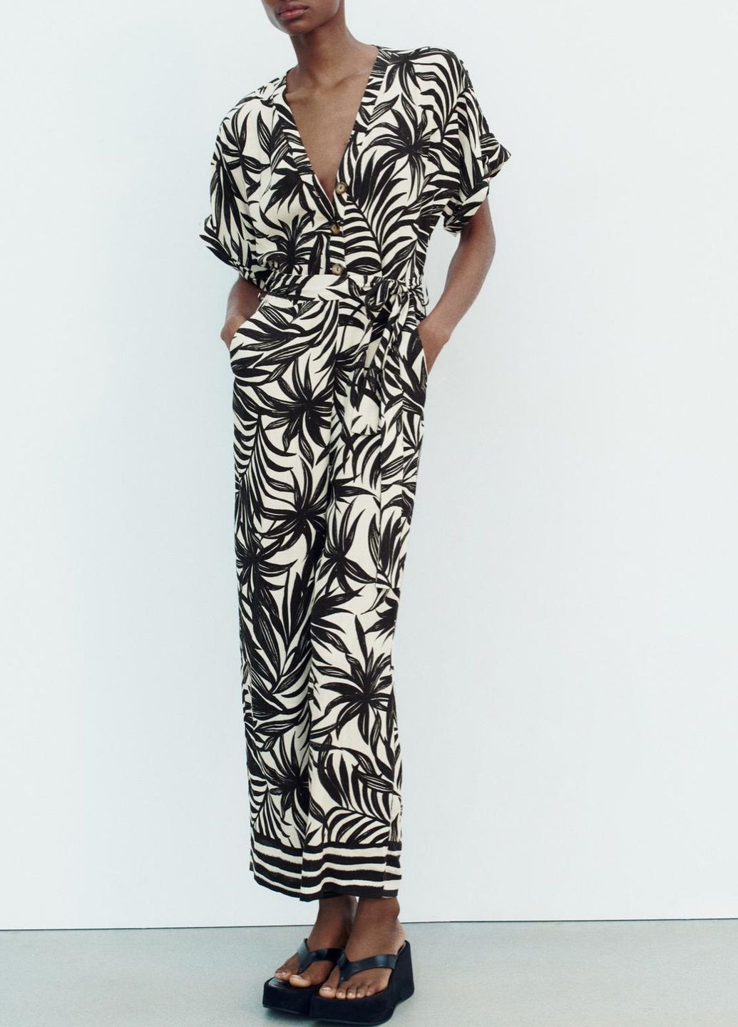 Комбінезон Zara абстрактний молочний кежуал