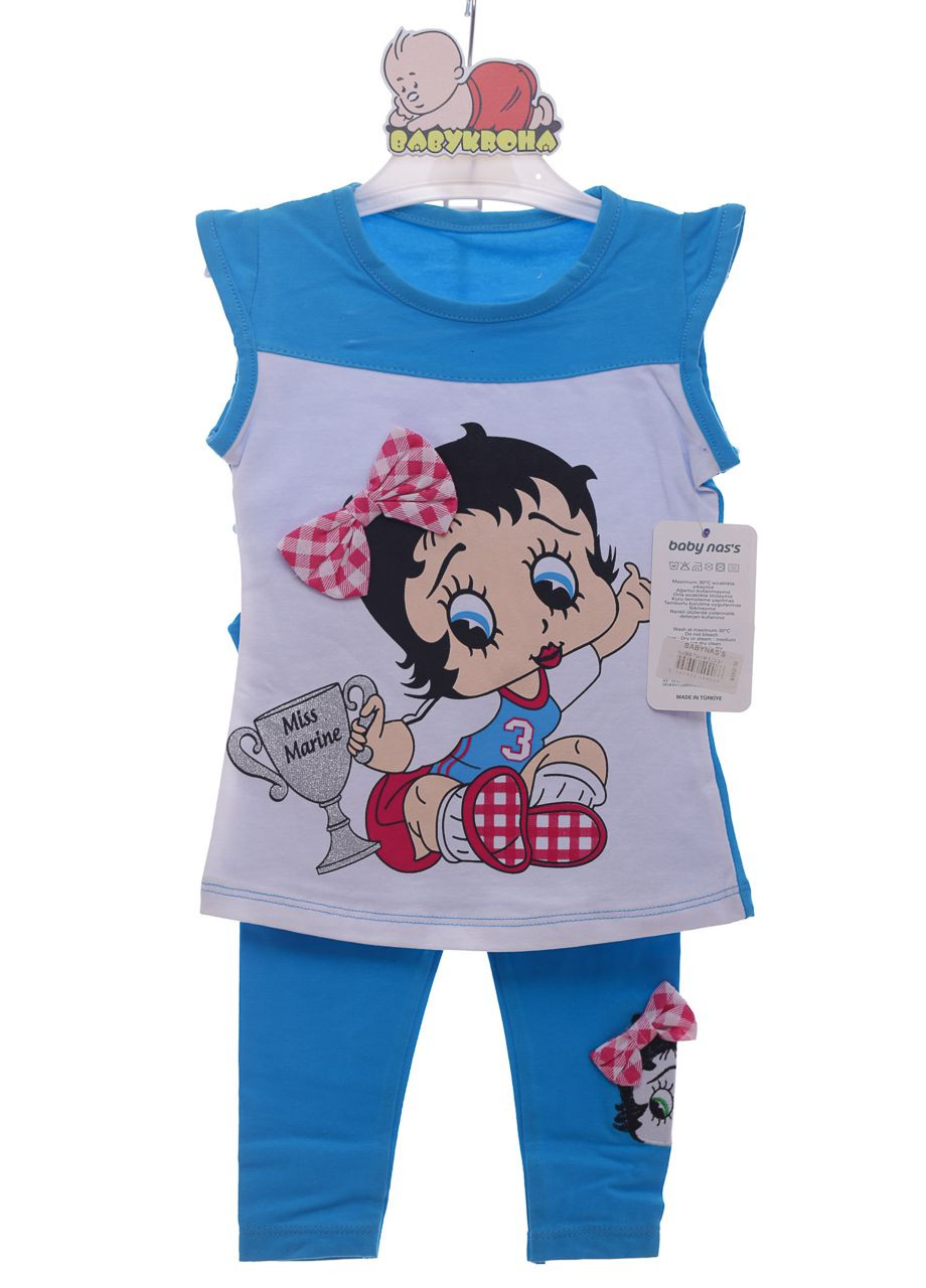 Блакитний літній лосини з майкою для дівчинки трикотажні miss блакитний 80 см (38688) BABYKROHA