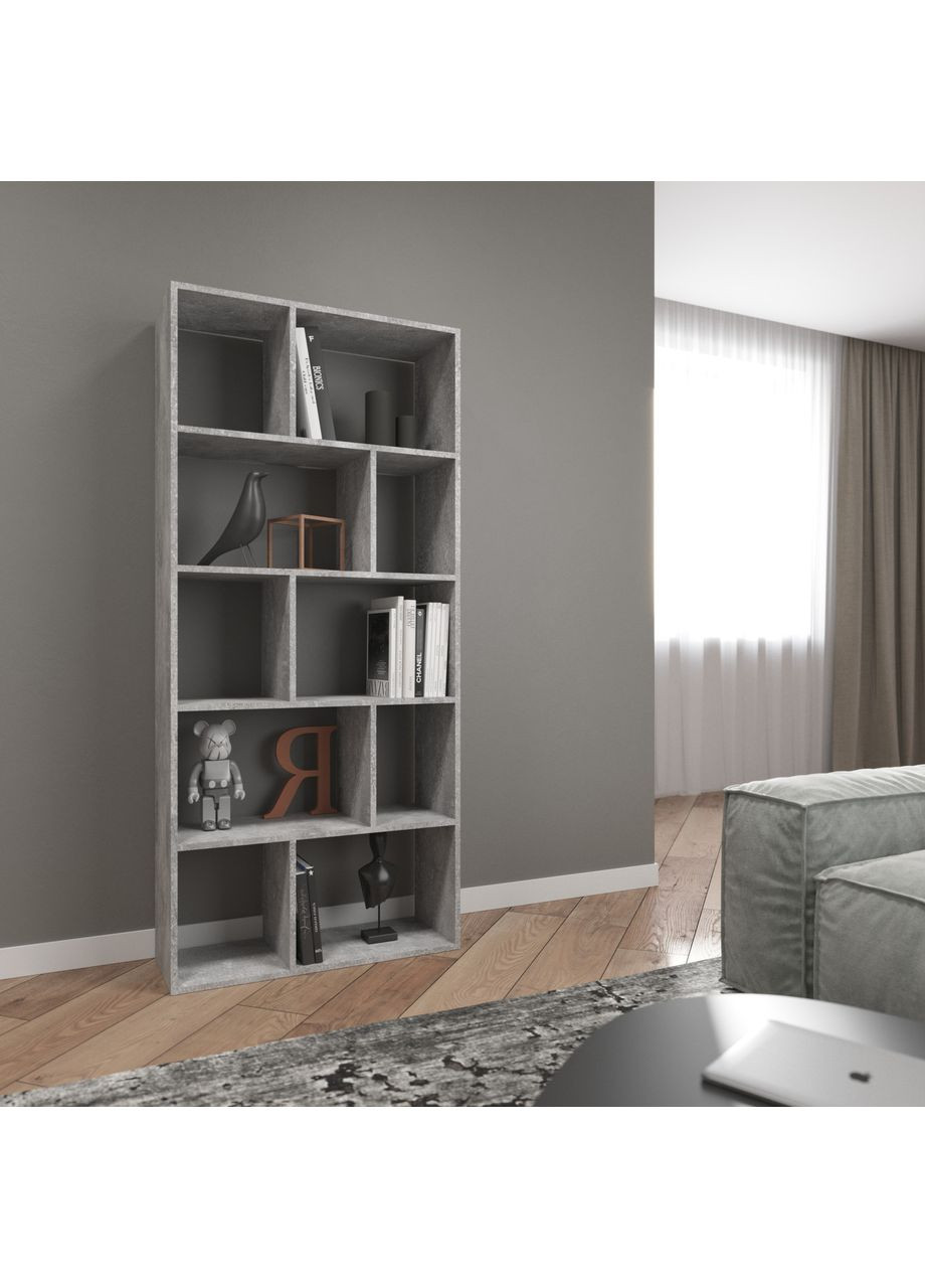 Стеллаж для книг и декора на 10 ячеек из ламинированного ДСП 800x1780x300 (hd-1-bt) VAYS (369160694)