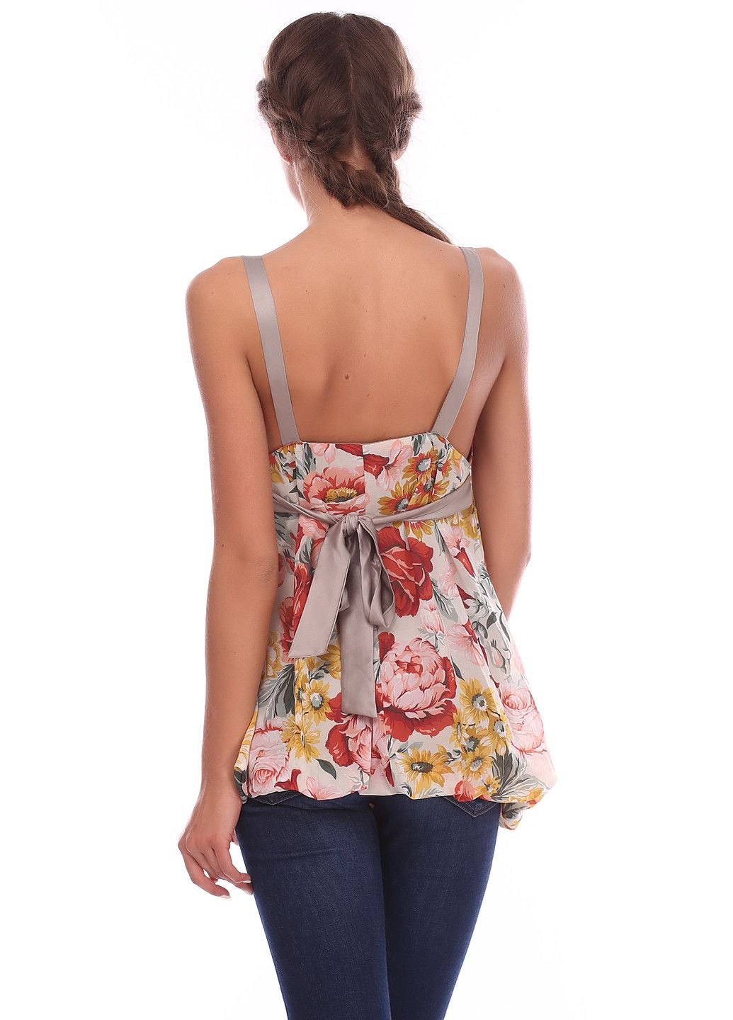 Серая блуза серо-красный Ysatis