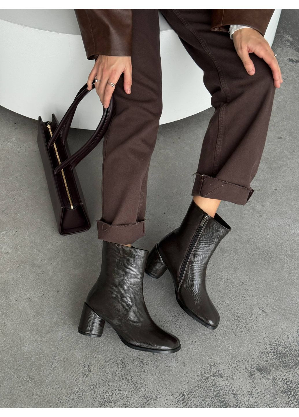 Коричневые зимняя зимние ботильоны Helen