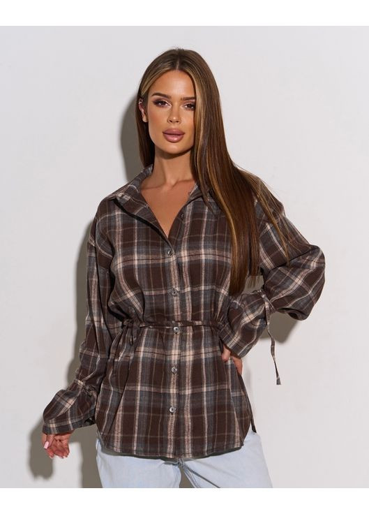 Фланелева сорочка в клітку з зав'язками ISSA PLUS (362447097)