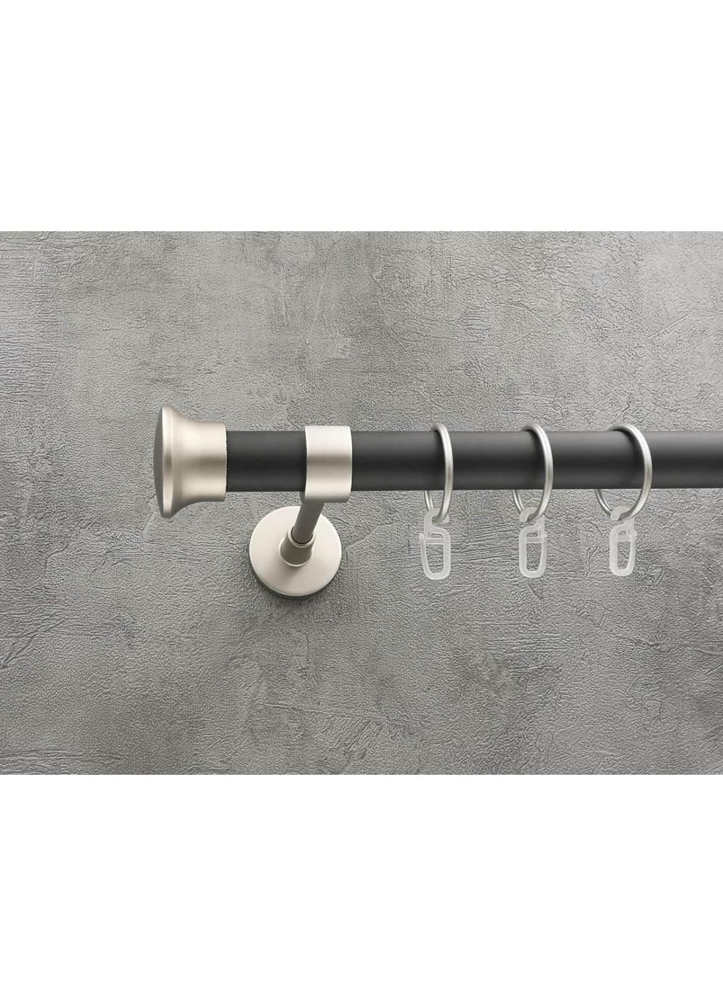 Карниз Дуо гладкая штанга одинарный модерн 25 мм 320 см Сатин/Черный матовый Quadrum (352781987)