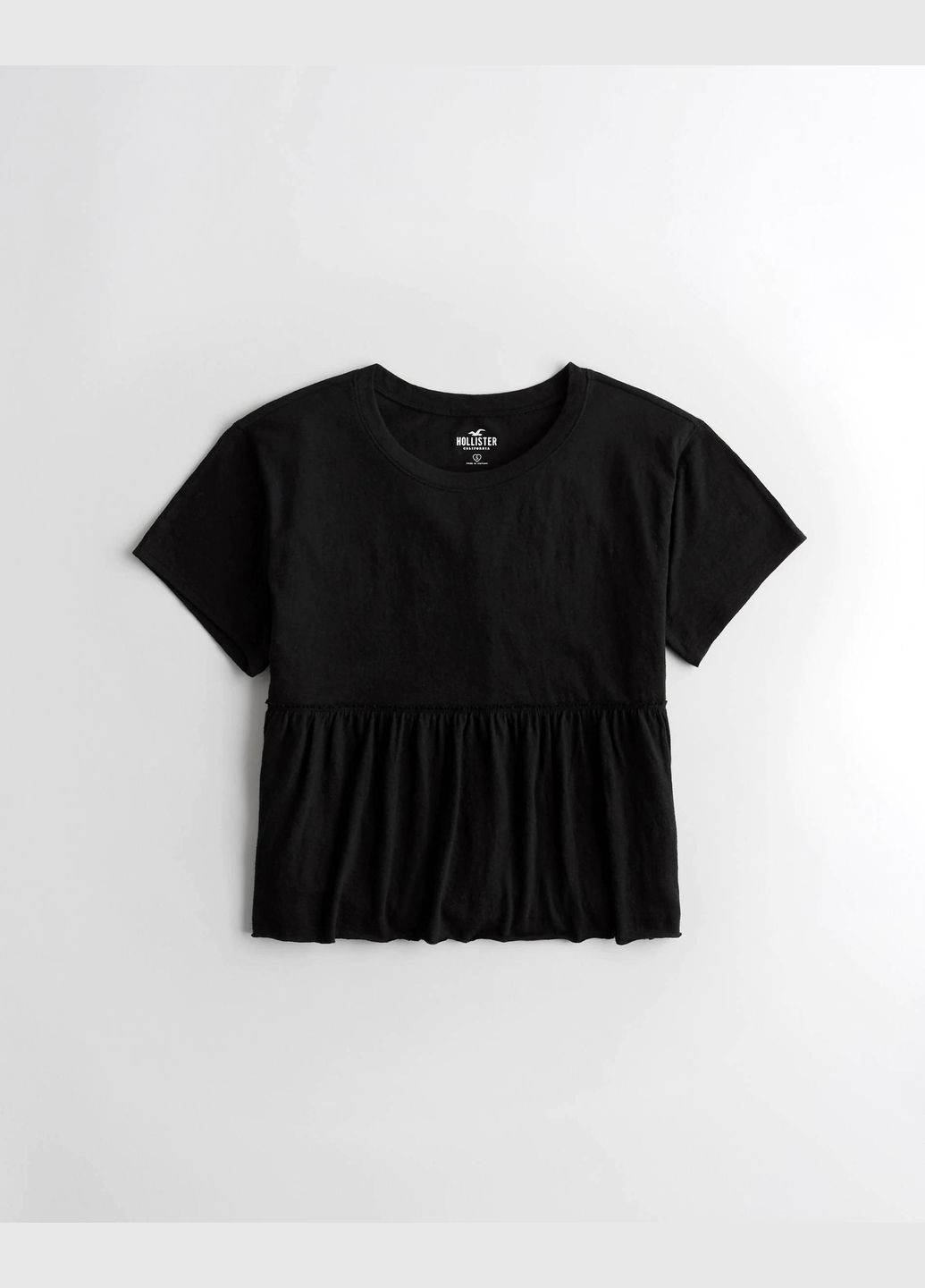 Черная летняя черная футболка - женская футболка hc7243w Hollister