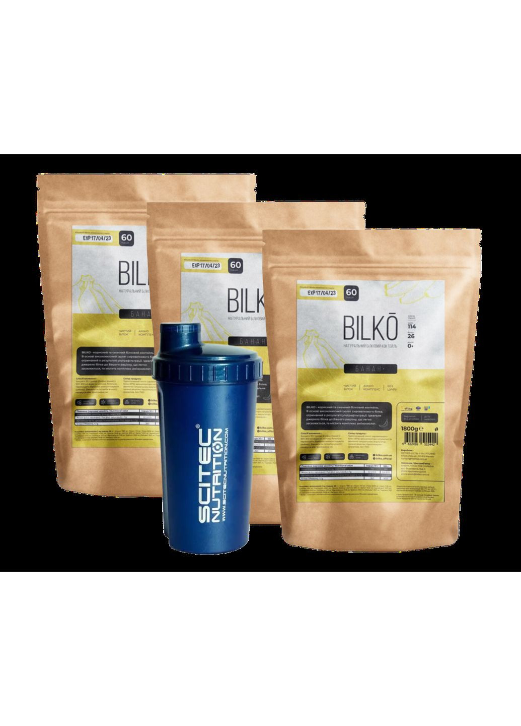 Похудение и энергия: Коктейль белковый 3x1,8 кг вкус банан + Шейкер Bilko (369944943)