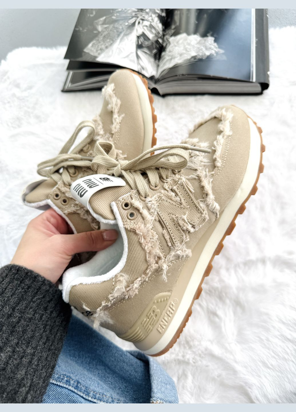 Кроссовки женские New Balance 574 x Miu Miu Beige | Нью Беланс 574 бежевые No Brand бежевые демисезоны (341485846)
