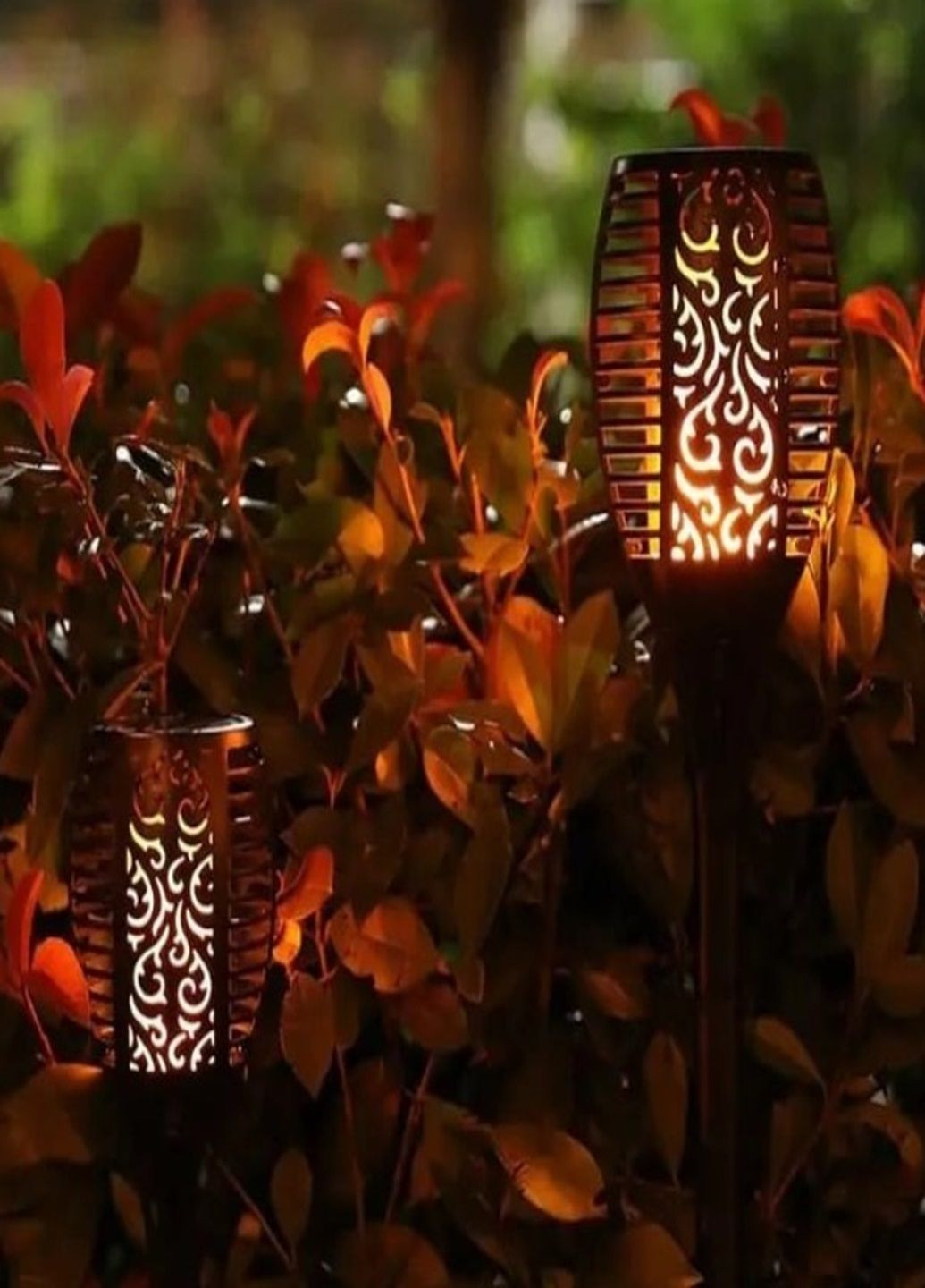 Ліхтар із ефектом полум'я 52 см на сонячній батареї для саду мерехтливий вогонь No Brand (304537909)