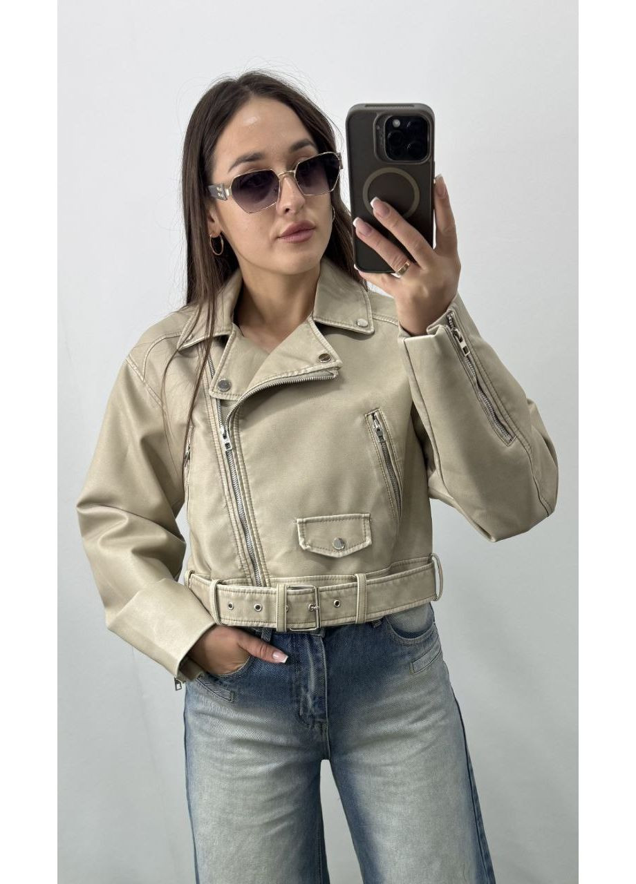 Бежева куртка косуха vintage,екошкіра на підкладі Україна