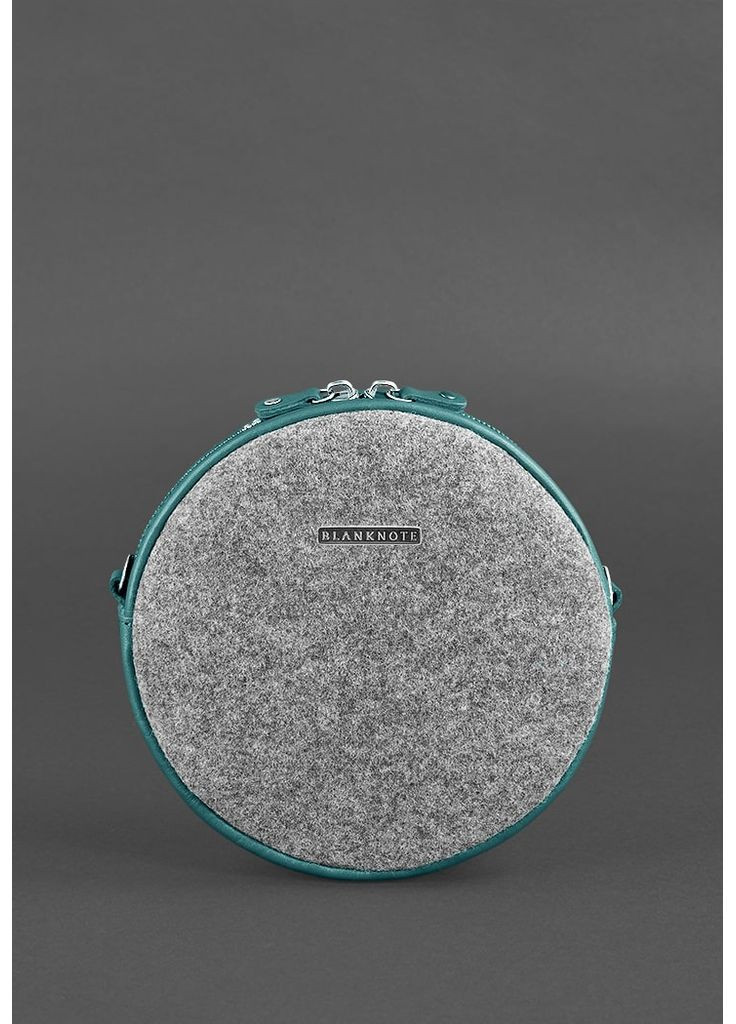 Кругла фетрова жіноча сумка Tablet з шкіряними бірюзовими вставками BlankNote (348359358)