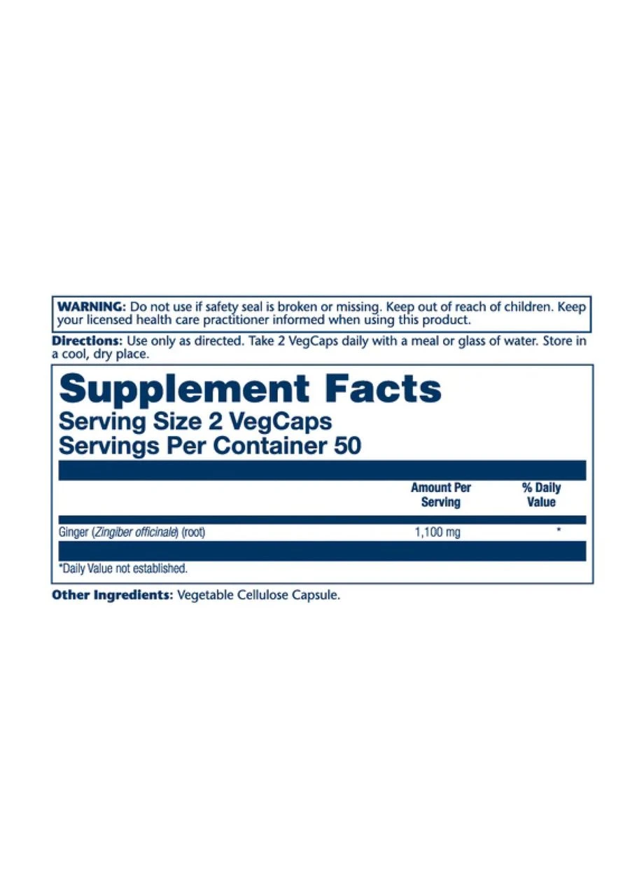 Ginger Root 1100mg (2 serv. of 550mg) - 100 vcaps Solaray (392265651)
