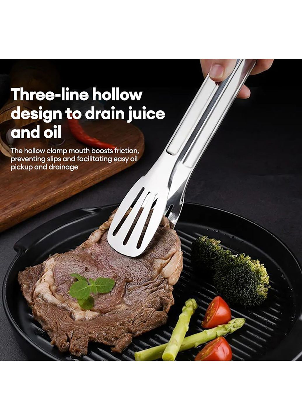 Щипці лопатки кухонні універсальні з нержавіючої сталі для грилю, м'яса, барбекю 33 см Kitchen Master (279731623)