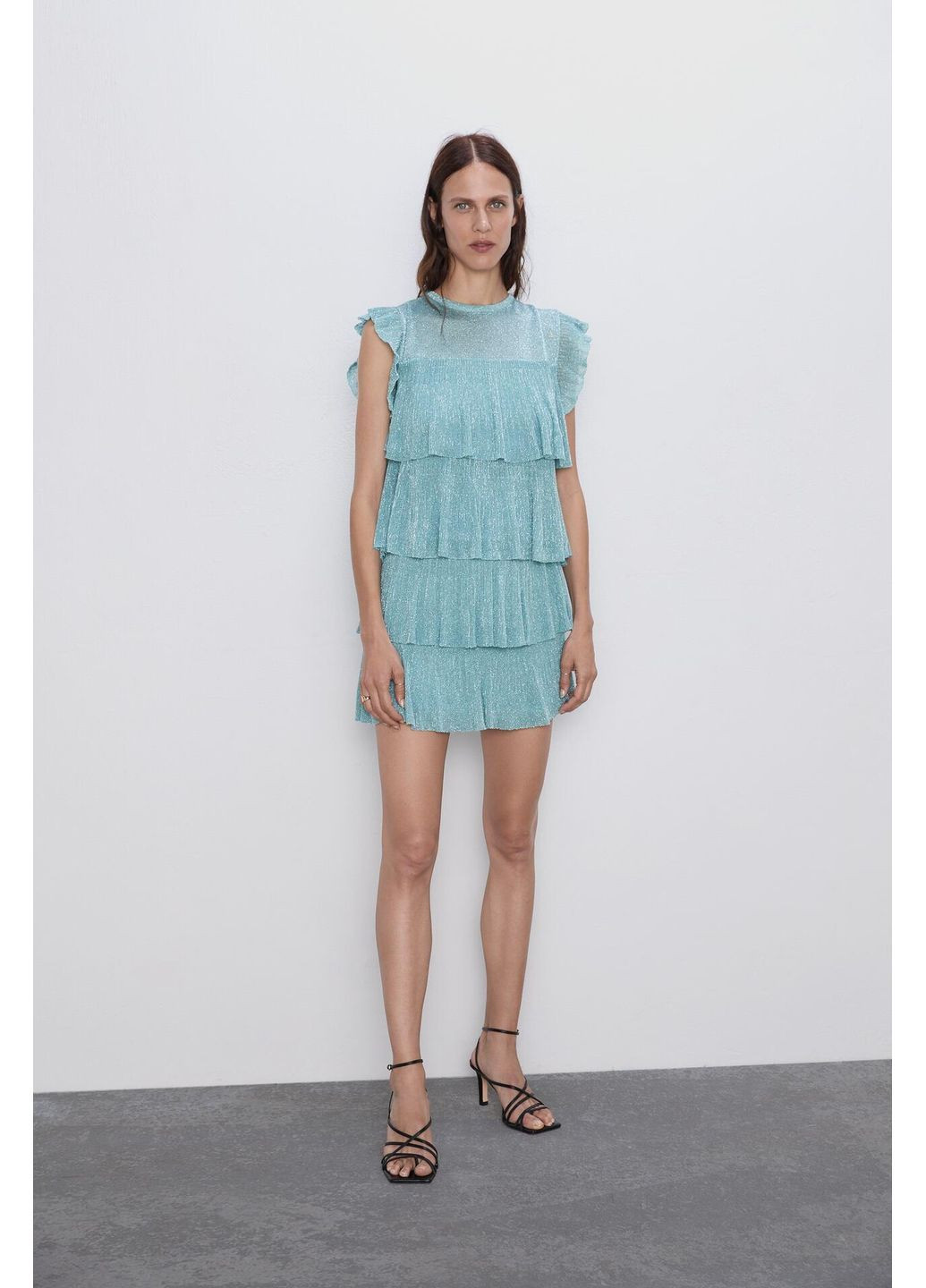 Спідниця літо,бірюзовий в сріблясті візерунки, Zara (372127003)