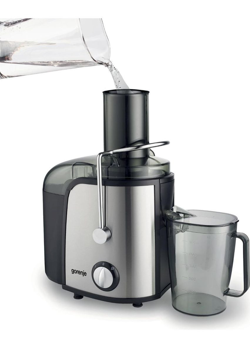 Соковыжималка отцентрированная 800Вт, чаша 1.1л, жмых-1.5л, желоб на целое яблоко, пластик/металл, черный Gorenje (315604851)