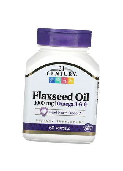 Омега 3 6 9, Льняное Масло, Flaxseed Oil 1000, 60гелкапс (67440010) 21st Century (332812058)
