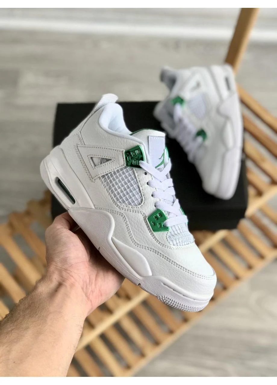 КРОСІВКИ ЖІНОЧІ NIKE AIR JORDAN RETRO 4 WHITE GREEN НАЙК АІР ДЖОРДАН БІЛІ No Brand білі демісезони (391955132)