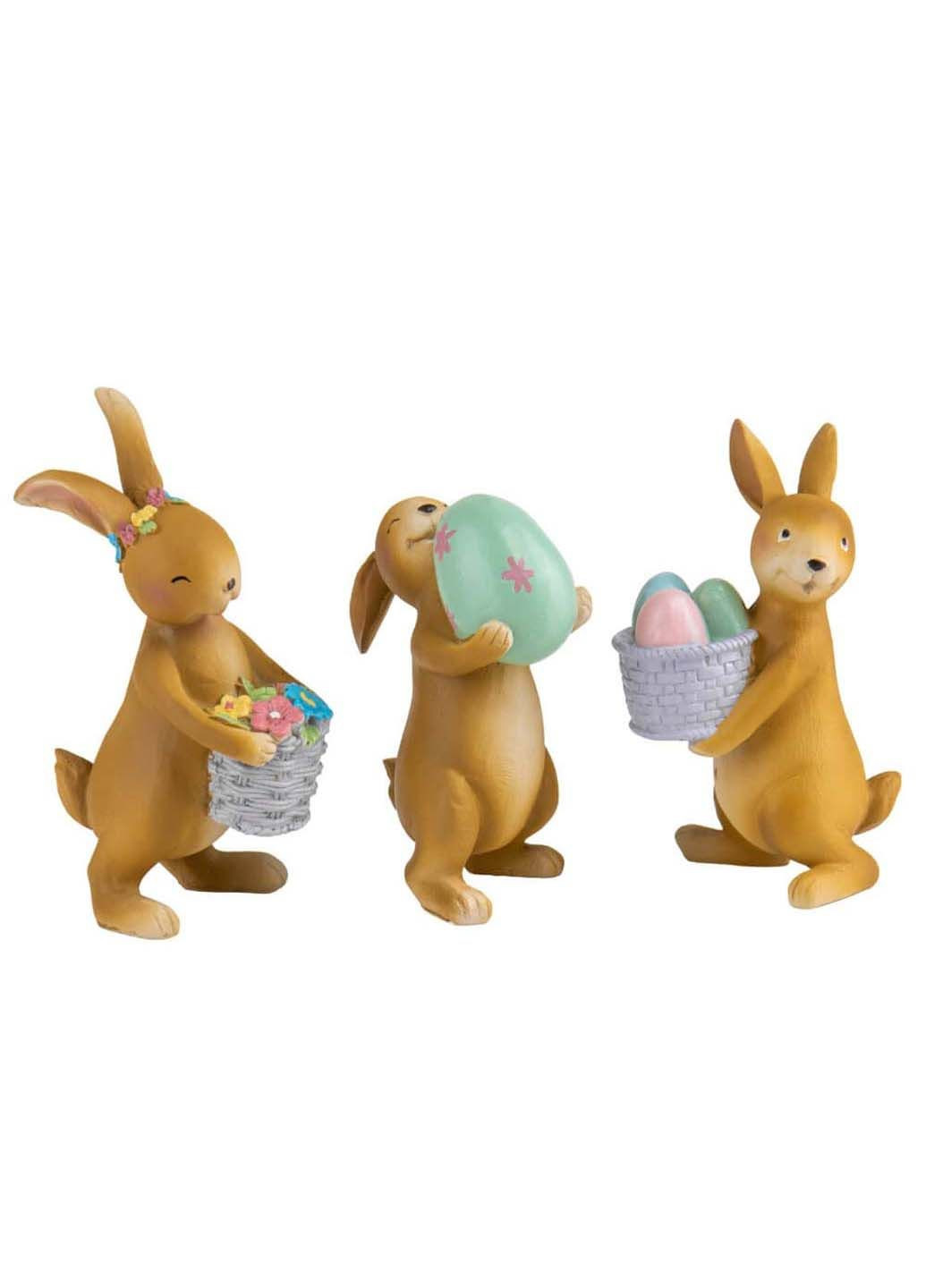 Набір трьох декоративних статуеток Easter Bunnies 15х8х6 см Lefard (278082319)
