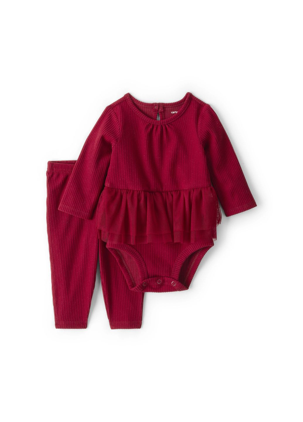 Красный демисезонный комплект 2в1 боди, брюки для девочки 72-76 см (1u046410_12m) Carter's