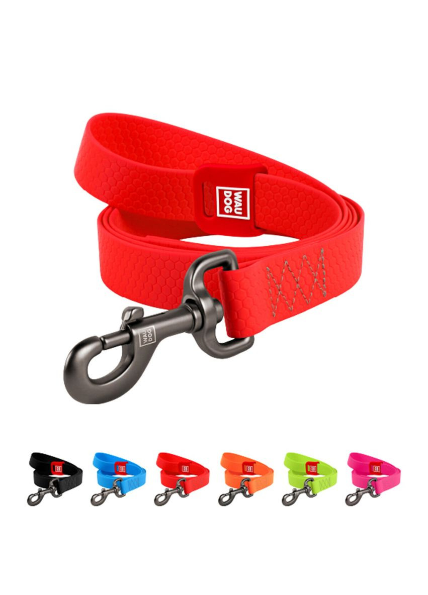 Поводок для собак водостойкий Waterproof, S, Ш 15 мм, Длинна 183 см красный WAUDOG (322641999)