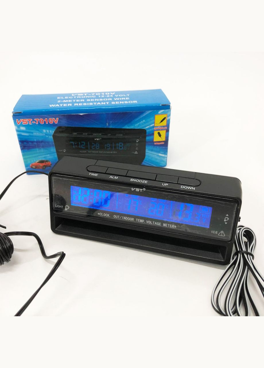 Автомобильные часы с термометром и CM-928 вольтметром 7010V VST (352769508)