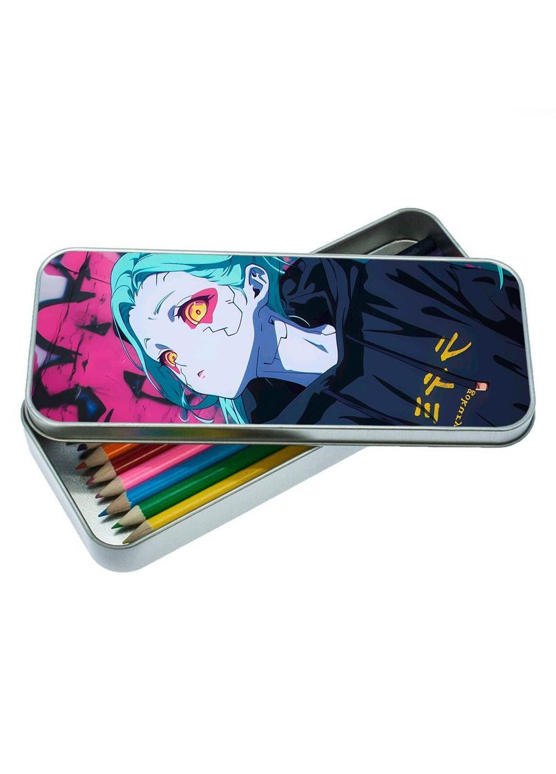 Органайзер для канцелярских принадлежностей металлический, кейс для мелочей Киберпанк #004 7*18 см Silver No Brand (309160758)