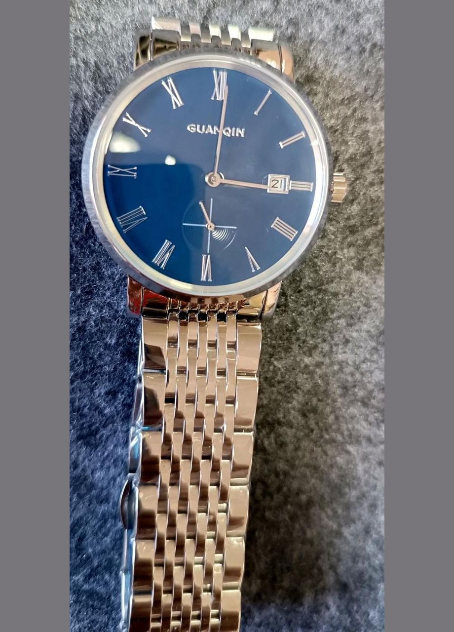 Чоловічий аналоговий автоматичний механічний наручний годинник GJ16028 (металевий, синій) Guanqin (296790602)