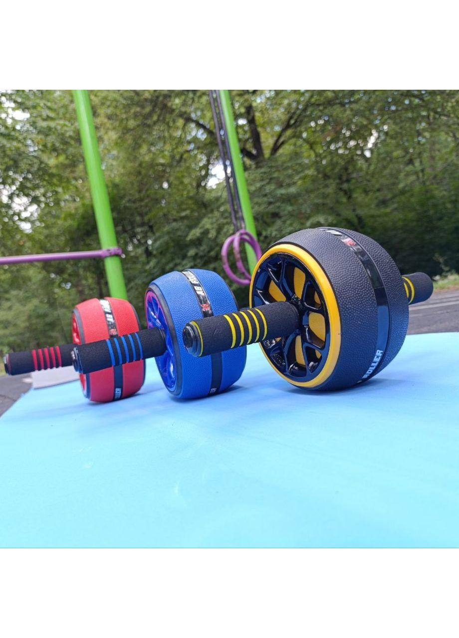 Ролик для преса KKL одноколесний чорно-жовтий з килимком PO-KKL-Yellow SNS (361033893)