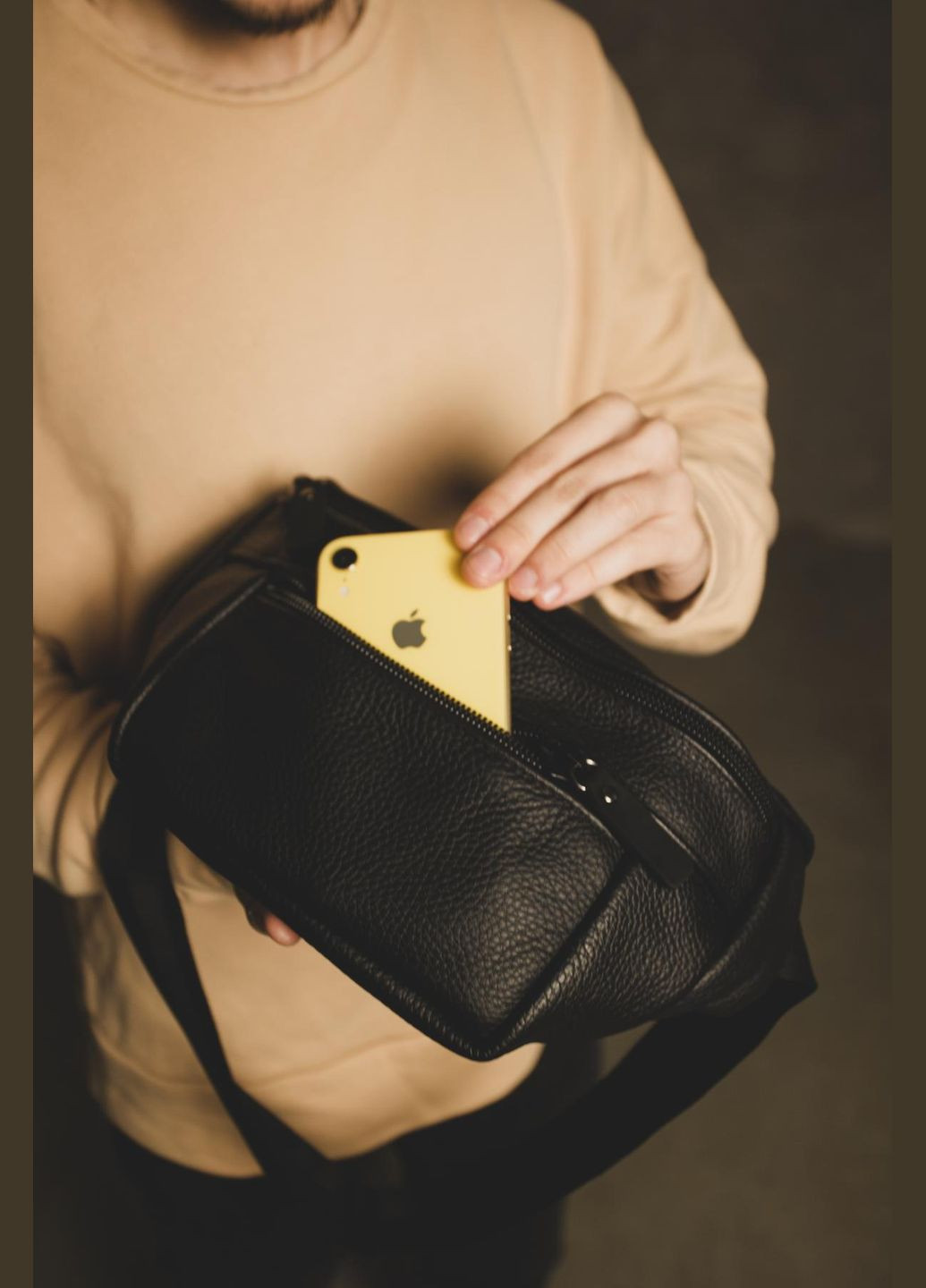 Сумка на пояс чоловіча з натуральної шкіри флотар SL004 (Чорна) SKILL (323427258)