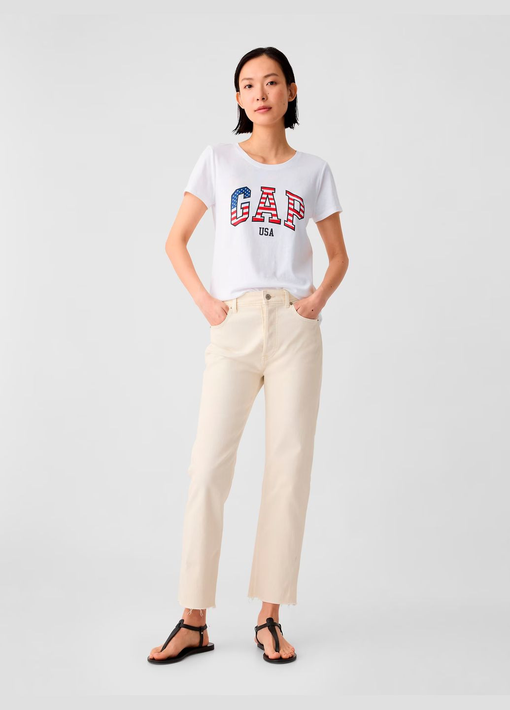 Футболка женская Favorite Graphic Аmerican flag/Белая Gap - (315347733)