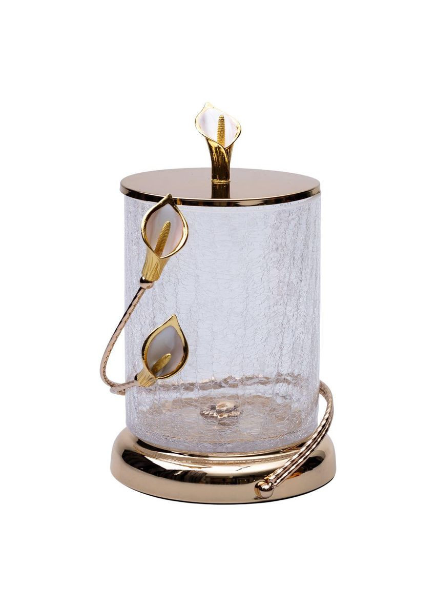 Цукерниця скляна 14×23 см з квітковим металевим декором цукерниця з кришкою HP-7-6 OYE ARTWARE (370802374)