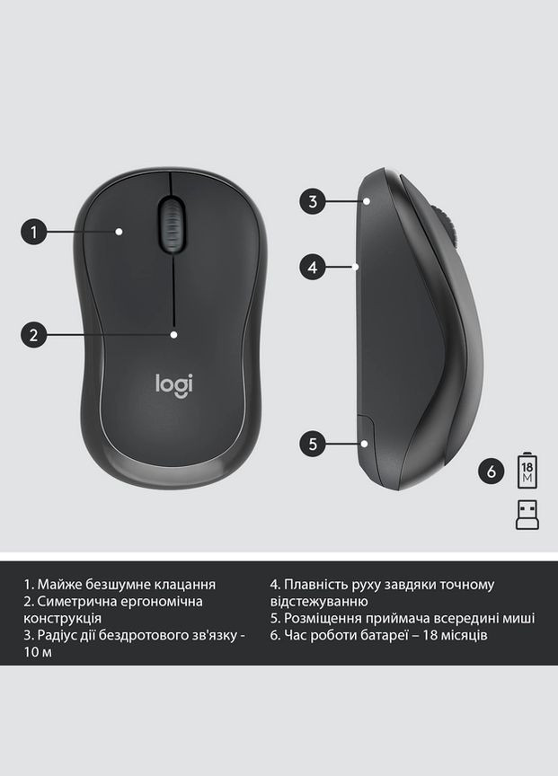 IT набор MK295 Silent Wireless Combo, US, Graphite (920009800) (6836269) Logitech (314932388)
