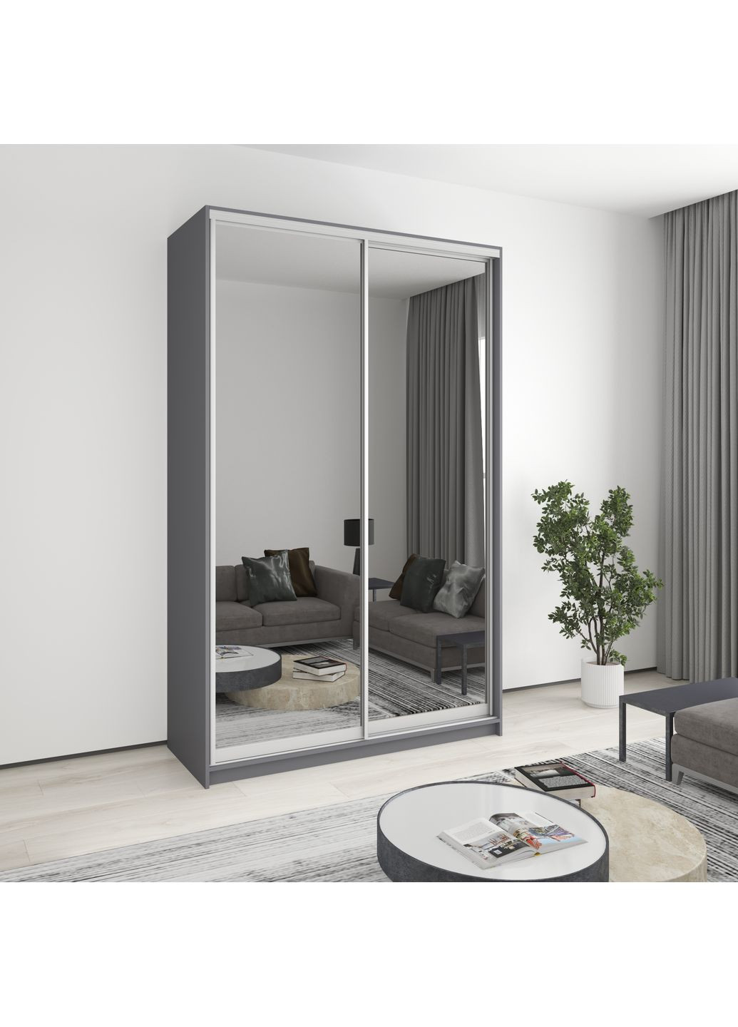 Шкаф-купе двухдверный Комбо AL 2 Зеркала 150x60x240 см (MBS-4184) MebelStar (359449422)