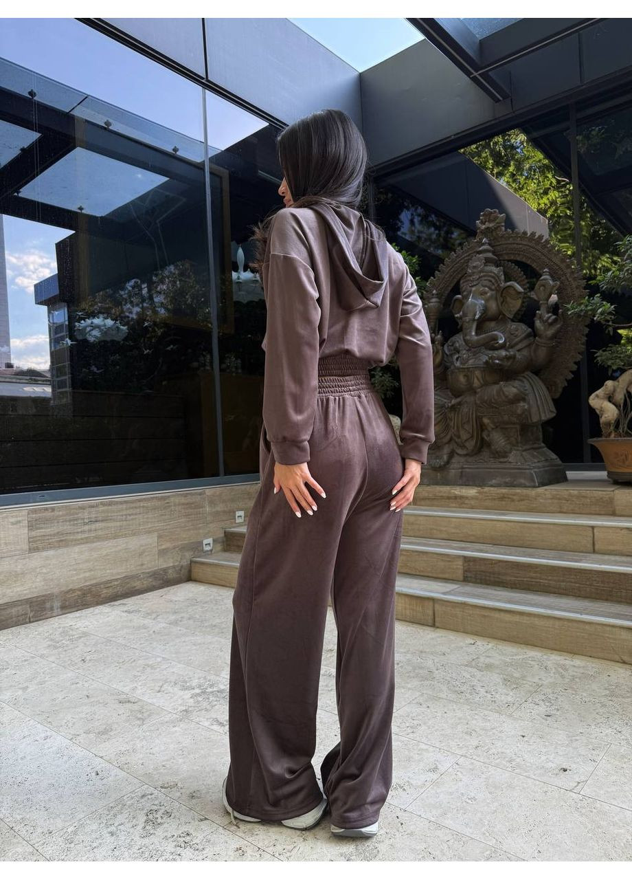 Жіночий велюровий костюм-трійка з палаццо No Brand Б780-1009/1 (355312628)