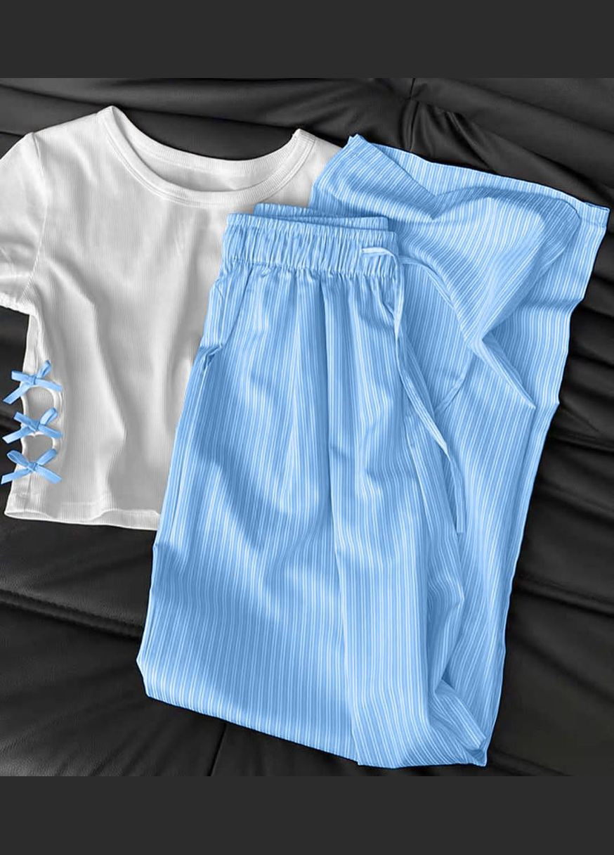 Летний костюм-двойка с топом и брюками палаццо No Brand Б1436/1437-536/1 (341279916)