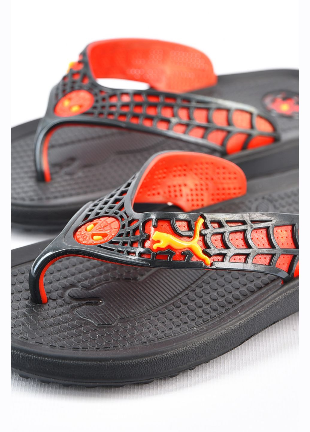 Черные вьетнамки детские для мальчика черно-красного цвета с человеком пауком Let's Shop