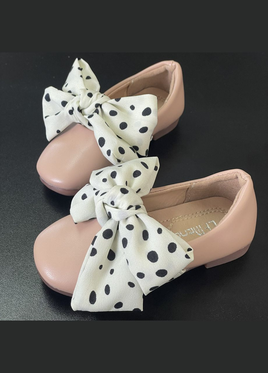 Розовые туфли для девочки розовые с бантиком в горошек (размер 30 – 17,9 см) No Brand