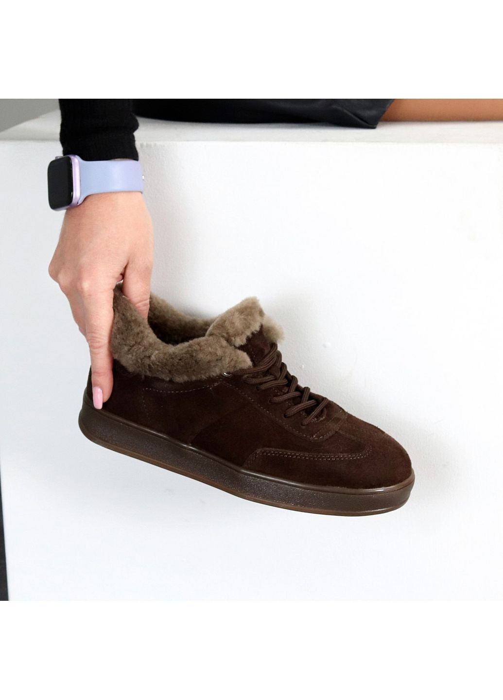 Зимние замшевые кроссовки Helen коричневые зима (363866892)