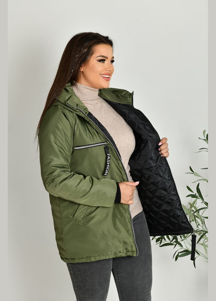Оливковая (хаки) женская короткая куртка цвет хаки р.48/50 449636 New Trend