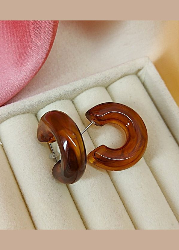 Сережки Кольорові акрилові незамкнені кола No Brand (335381305)