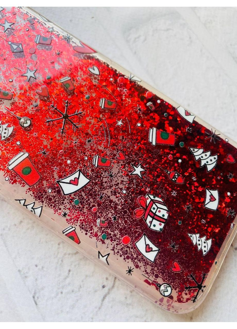 Чохол з плаваючими блискітками для Samsung Galaxy A24 (A245) Червоний Новорічний фон (принт 182) CASE CONTROL (362968019)