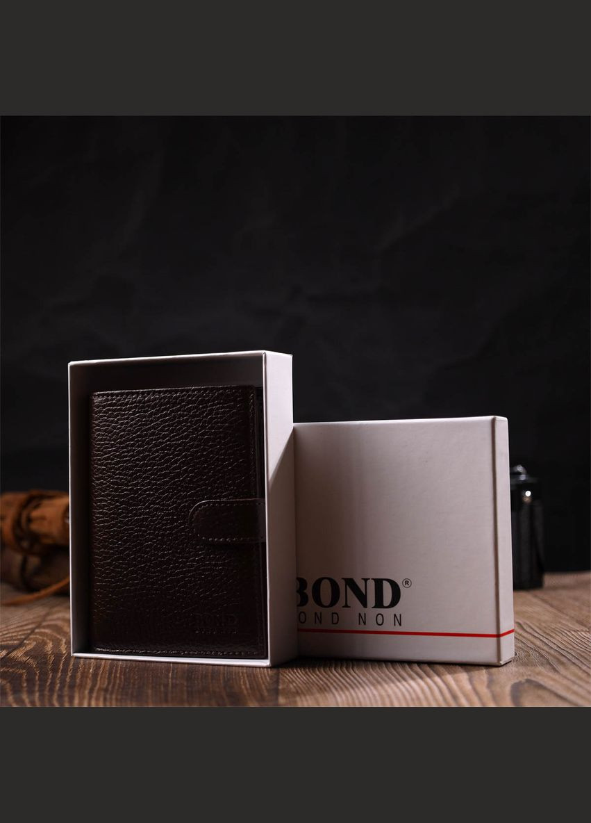 Портмоне для документів чоловіче з натуральної зернистої шкіри 22056 Коричневий Bond (306881345)