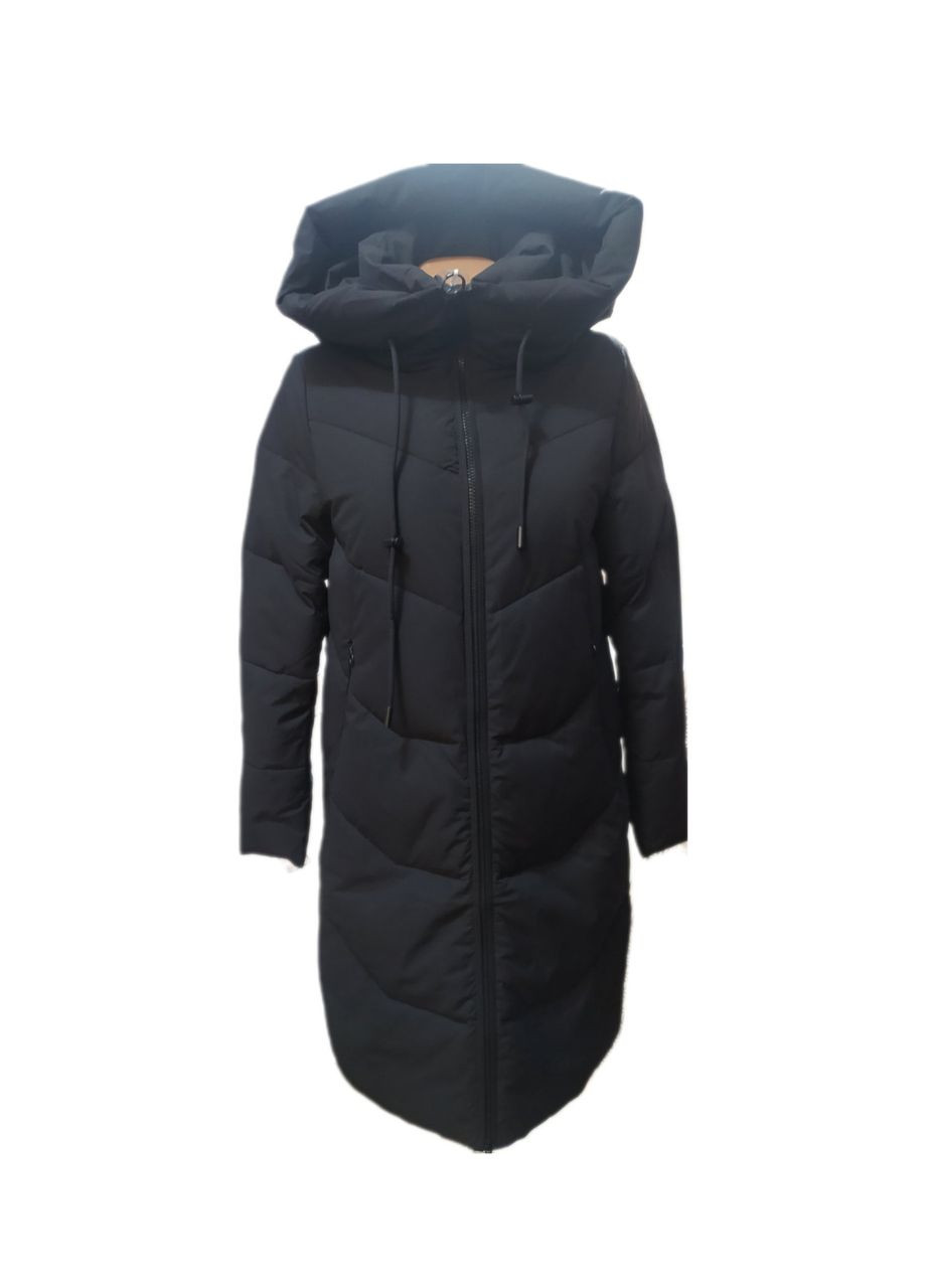 Черное демисезонное Женский пуховик-пальто 3982 Towmy