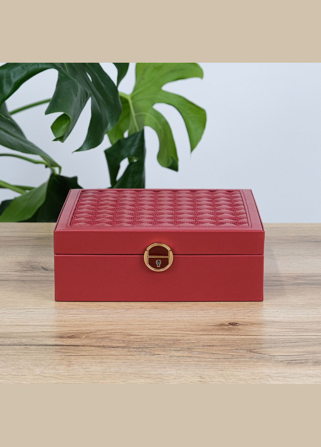 Скринька для прикрас велика з дзеркалом та дорожня шкатулка з екошкіри червона см (JZ-009-3) Гранд Презент (322190859)