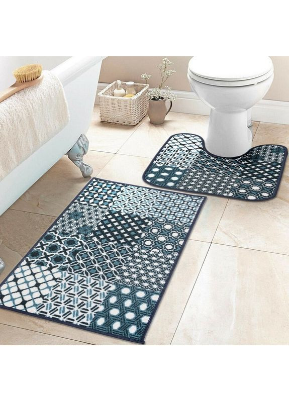 Набор ковриков для ванной комнаты Taba 314-2 57х90 и 57х60 см темно-бирюзовый No Brand (364969156)
