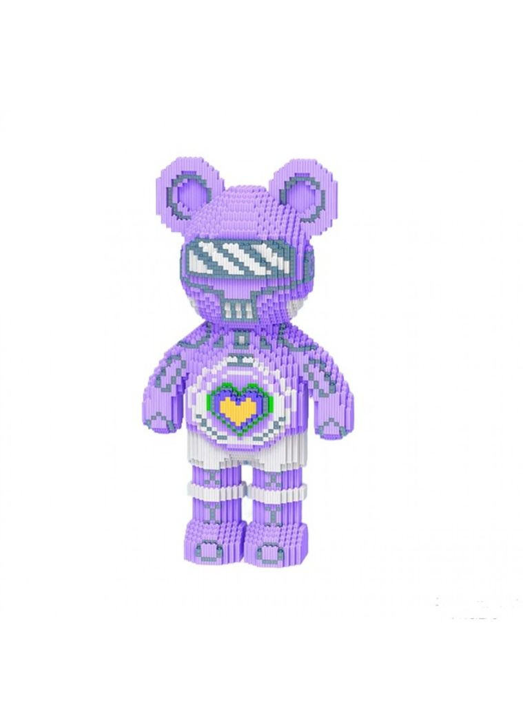 Светящийся 3D-конструктор Blocks "Bearbrick" детский 4031 детали фигурка медведя 50 см Фиолетовый Magic (361161796)
