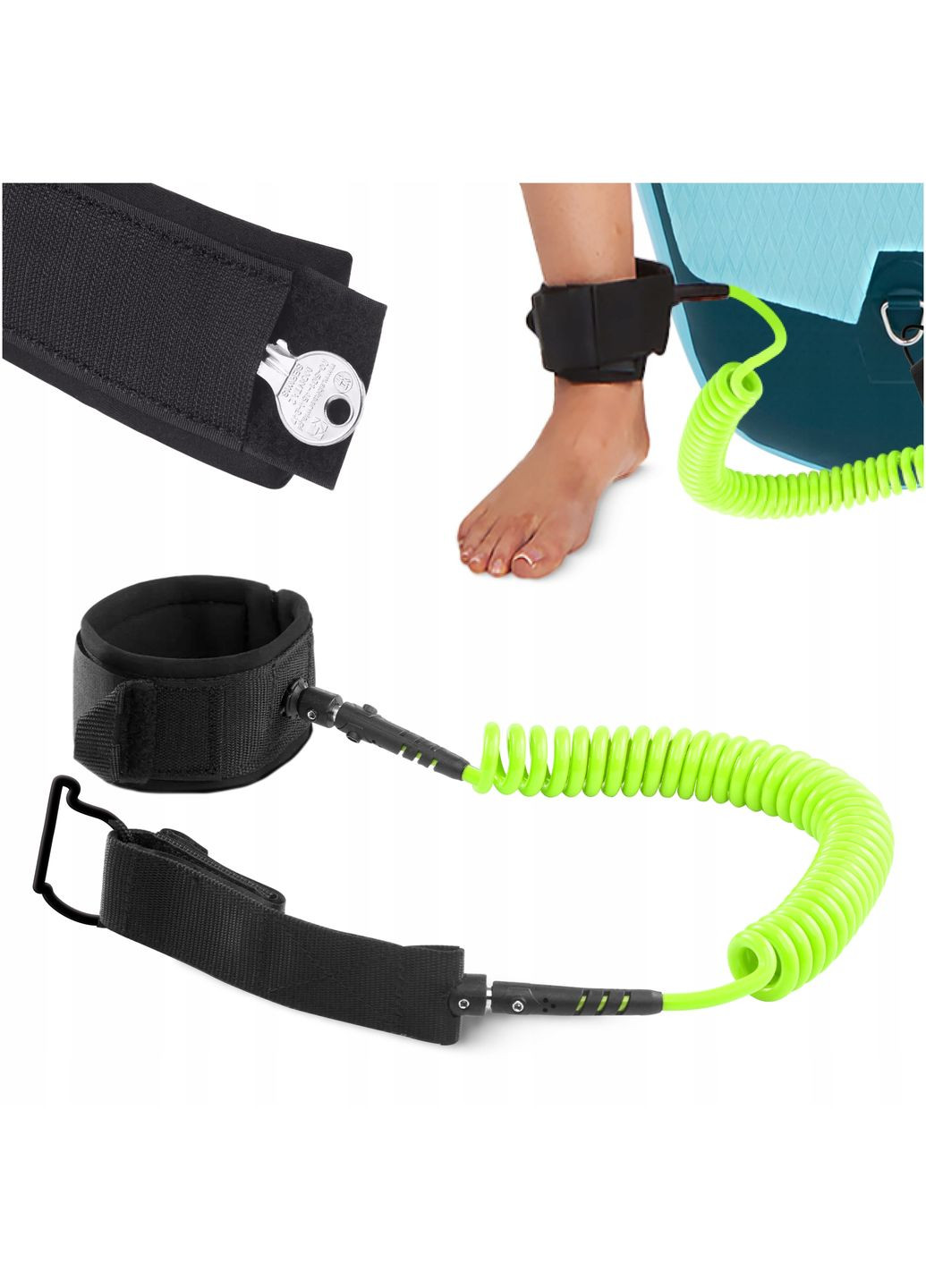 Лиш страховочный для доски SUP-Leash Black/Green (P-5907739316479) TSUNAMI (336774517)