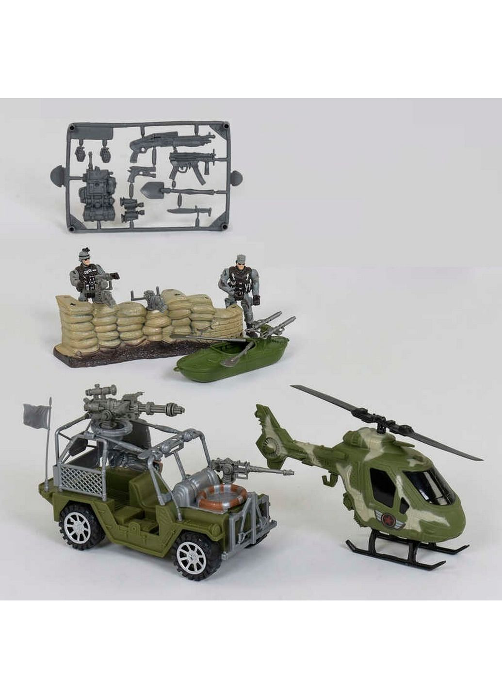 Игровой набор "Военный набор". Джип, вертолет, лодка, 2 солдата, оружие, декорации Hanwei Toys (288185217)