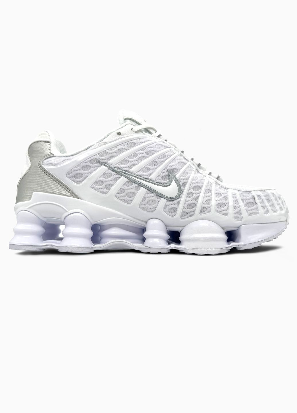 Белые демисезонные кроссовки мужские и женские nike shox tl white | найк шокс тл белые No Brand